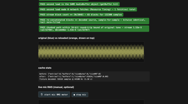 WAV save / reload / stream — demo preview
